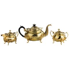 19th century silver gilt tea set 4