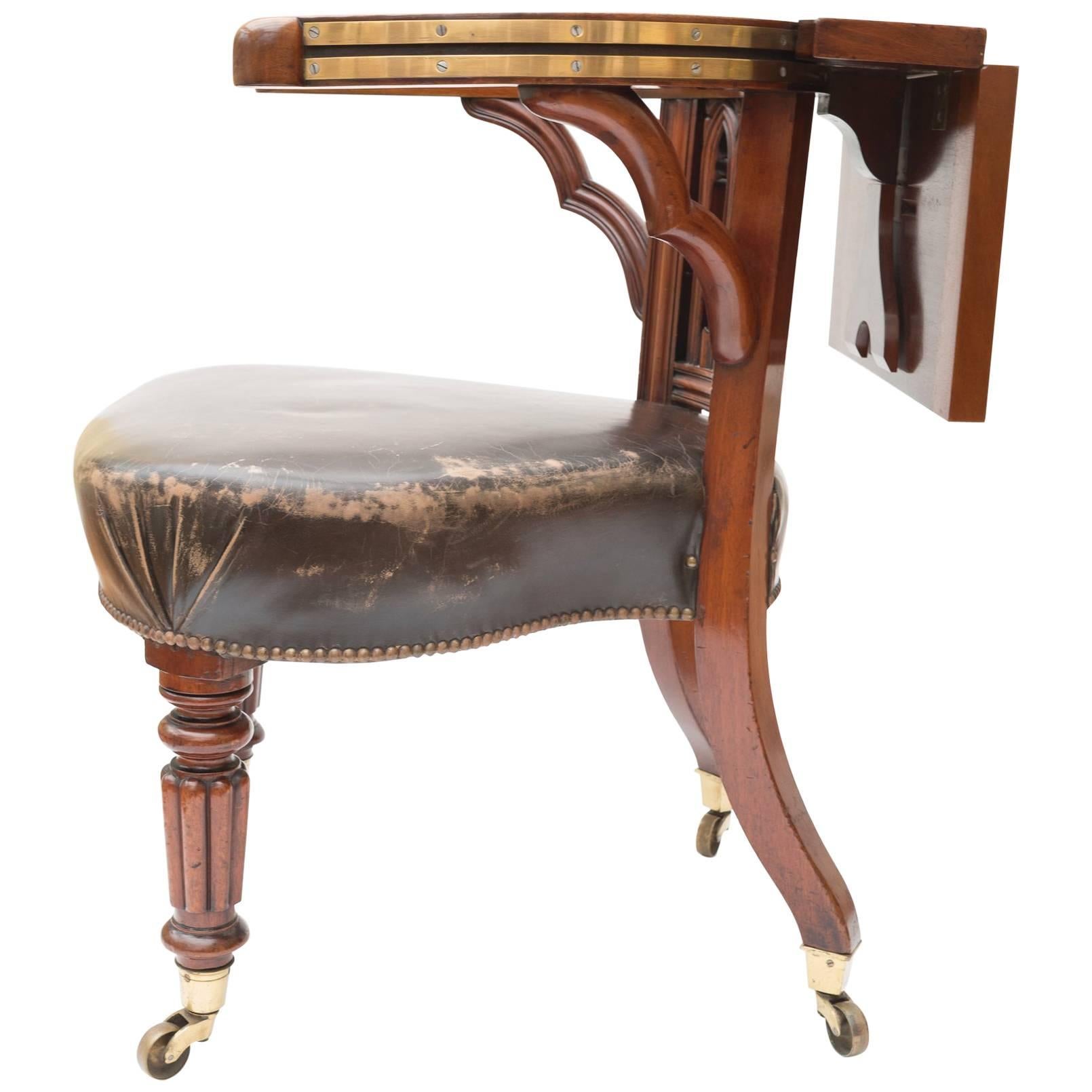 19th Century Georgian Mahogany Library Chair For Sale