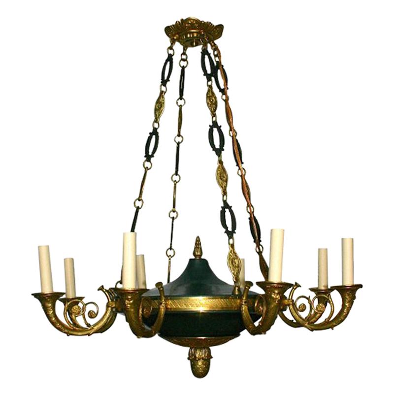 Empire Style Gilt Chandelier For Sale