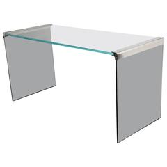 Vintage Waterfall Desk in Chrome with Smoke and Clear Glass