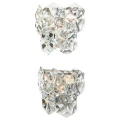 Pair of Glamorous 1970s Kinkeldey Oversized Crystal Sconces 8