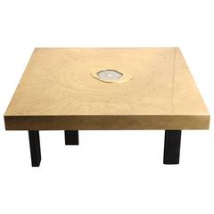 Etched Brass and Agate Cocktail Table Signed Atom'58 2