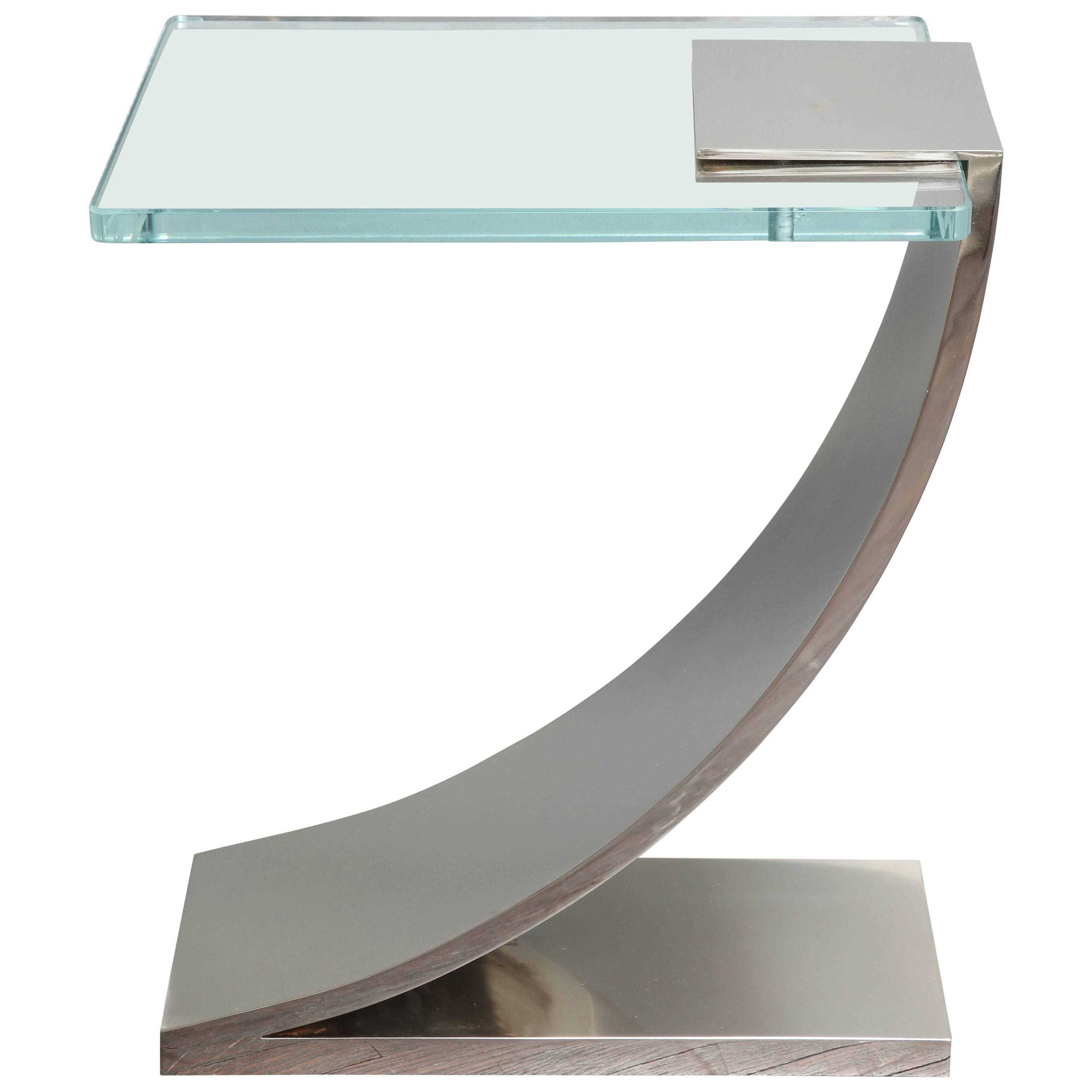 Custom Nickel Plated Z Side Table