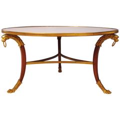 Big Empire Style Round Coffee Table by Maison Rinck, circa 1950