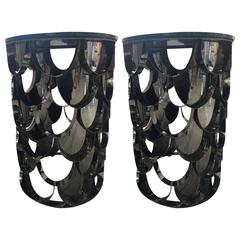 Ramano Plack and Gunmetal Clored, Metal and Glass Side Tables 'End Tables' 4