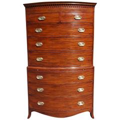 English Mahogany Inlaid Bow Front Chest on Chest with Brushing Slide, Circa 1780 12