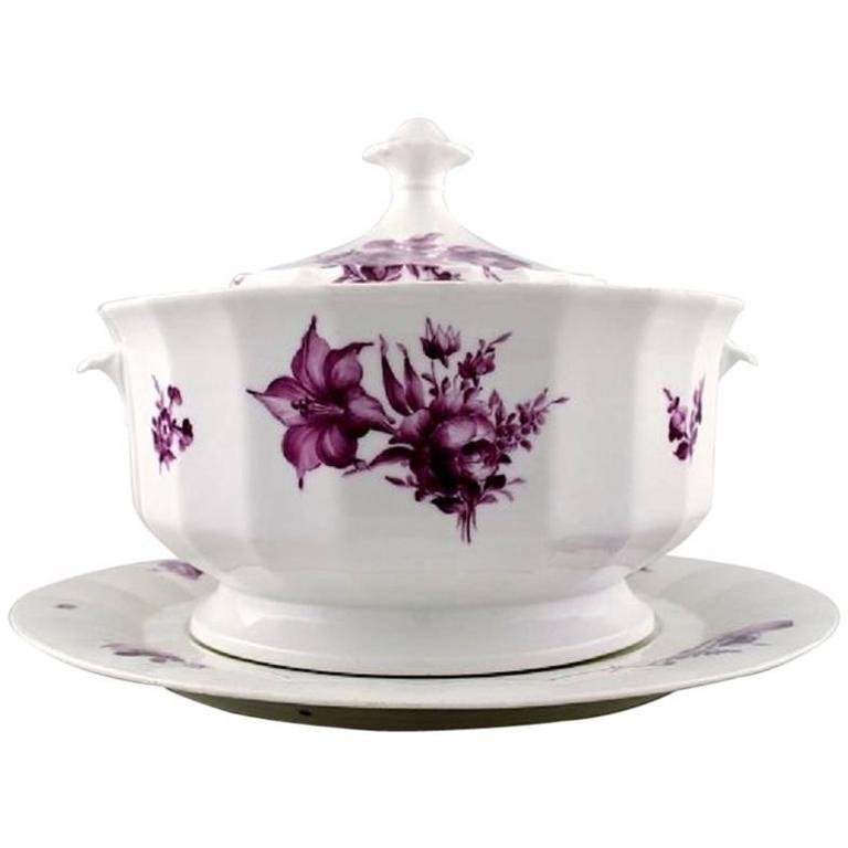 Royal Copenhagen Large Purpur Soup Tureen with Dish For Sale at 1stdibs