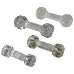 Antique Cut Crystal 19th Century Dumbbell Knife Rests, Mixed Selection of Four