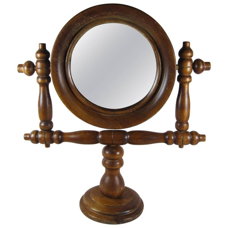 French Gentleman's Napoleon III Era Barber Shop Swivel Shaving Mirror