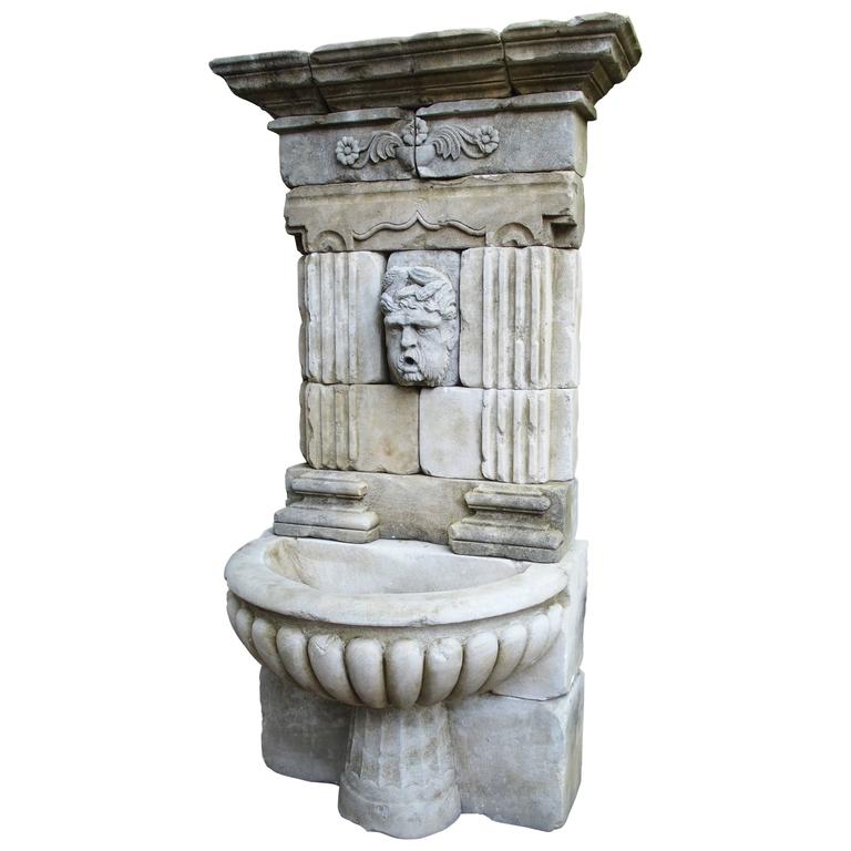 Large Carved Limestone Wall Fountain from France For Sale at 1stdibs