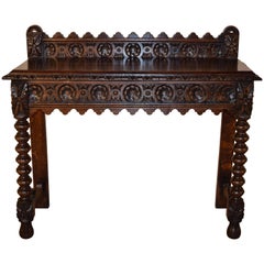 Antique 19th Century English Carved Oak Console