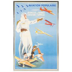 Aviation Populaire Poster by Geo Ham, 1930s
