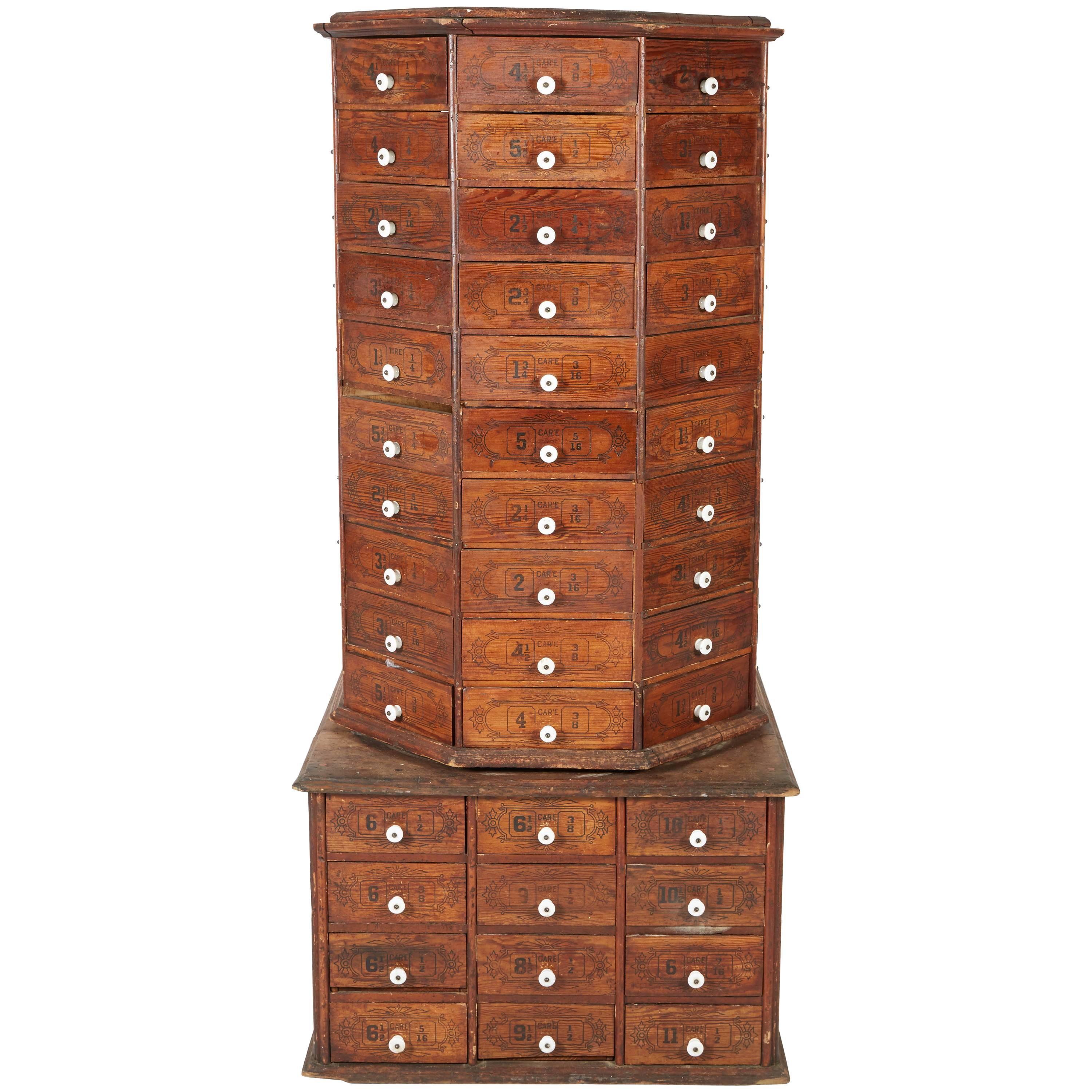 Rotating Octagon Shaped Display Cabinet with Drawer Base For Sale