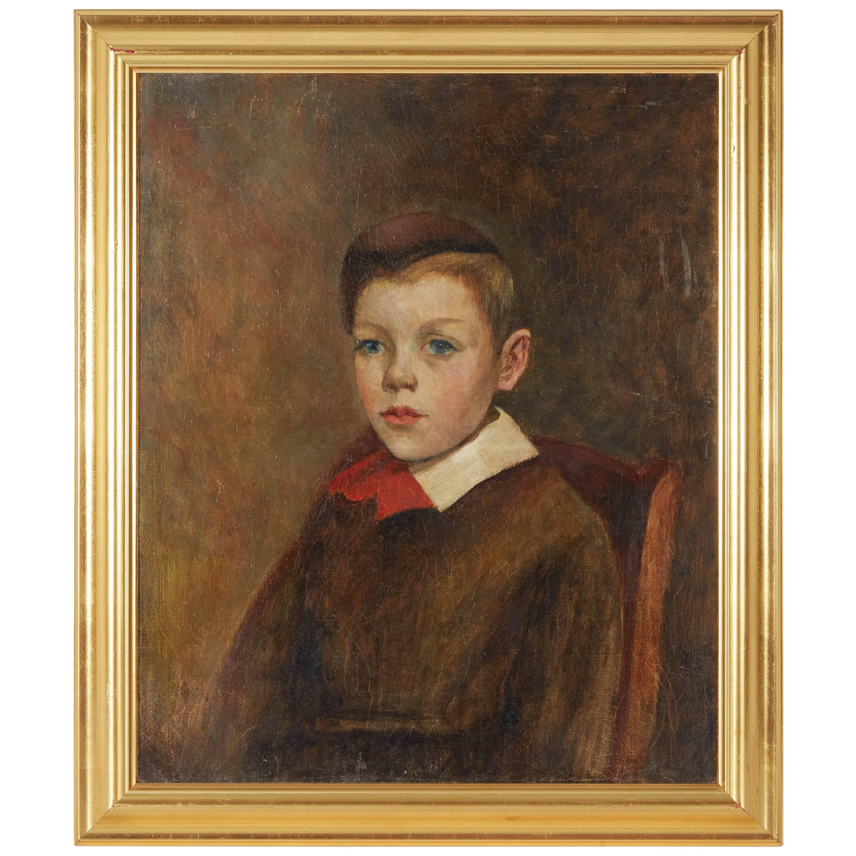 Oil on Canvas Portrait of a Boy For Sale