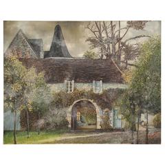 Signed Painting on Canvas of a Country French Manor House 1