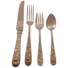 Repousse by Kirk Sterling Silver Flatware Set for Eight Service 32 Pieces