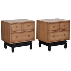 Pair of Bleached Oak Nightstands by American of Martinsville