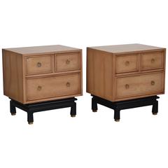 Pair of Bleached Oak Nightstands by American of Martinsville 10