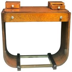 Stunning Paul Frankl Style Art Deco U-Base Wood and Nickeled Bronze Console