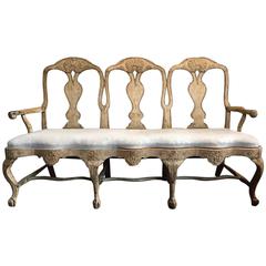 Fine 18th Century Swedish Rococo Bench Settee