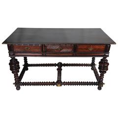 19th Century Portuguese Rosewood and Brass Mounted Centre or Library Table