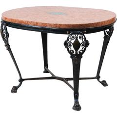 Rare Oscar Bruno Bach Low Rojo Marble-Top Table Signed