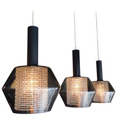 Modernist Smoked Glass Pendant Lights by Lightolier