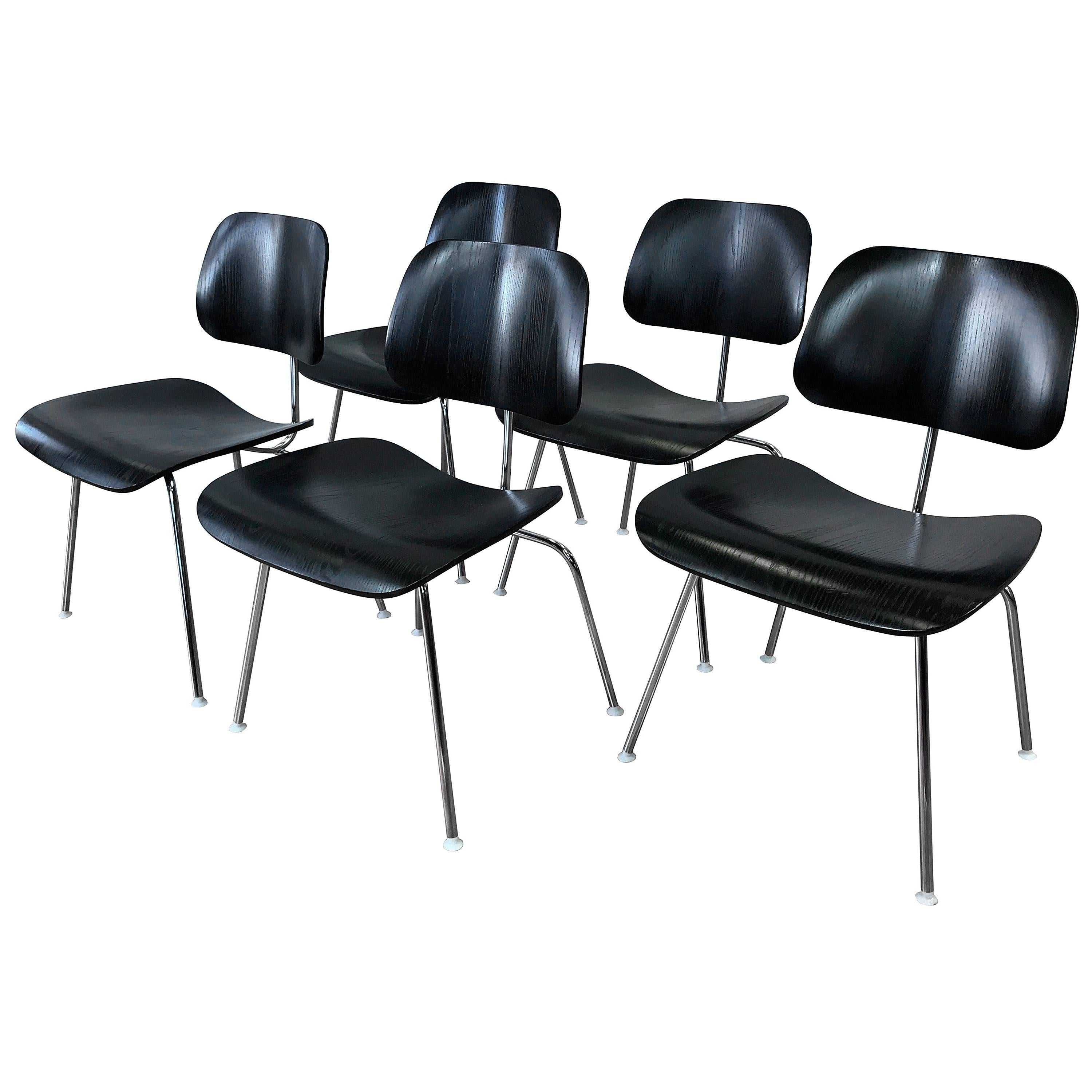 Eames for Herman Miller Ebony DCM Chairs, Four Available