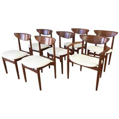 Vintage Set of Seven Uncommon Hvidt and Mølgaard-nielsen Teak Dining Chairs