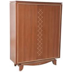 Pierre Petit French Modern Limed Oak and Parchment Tall Cabinet, 1940s 7