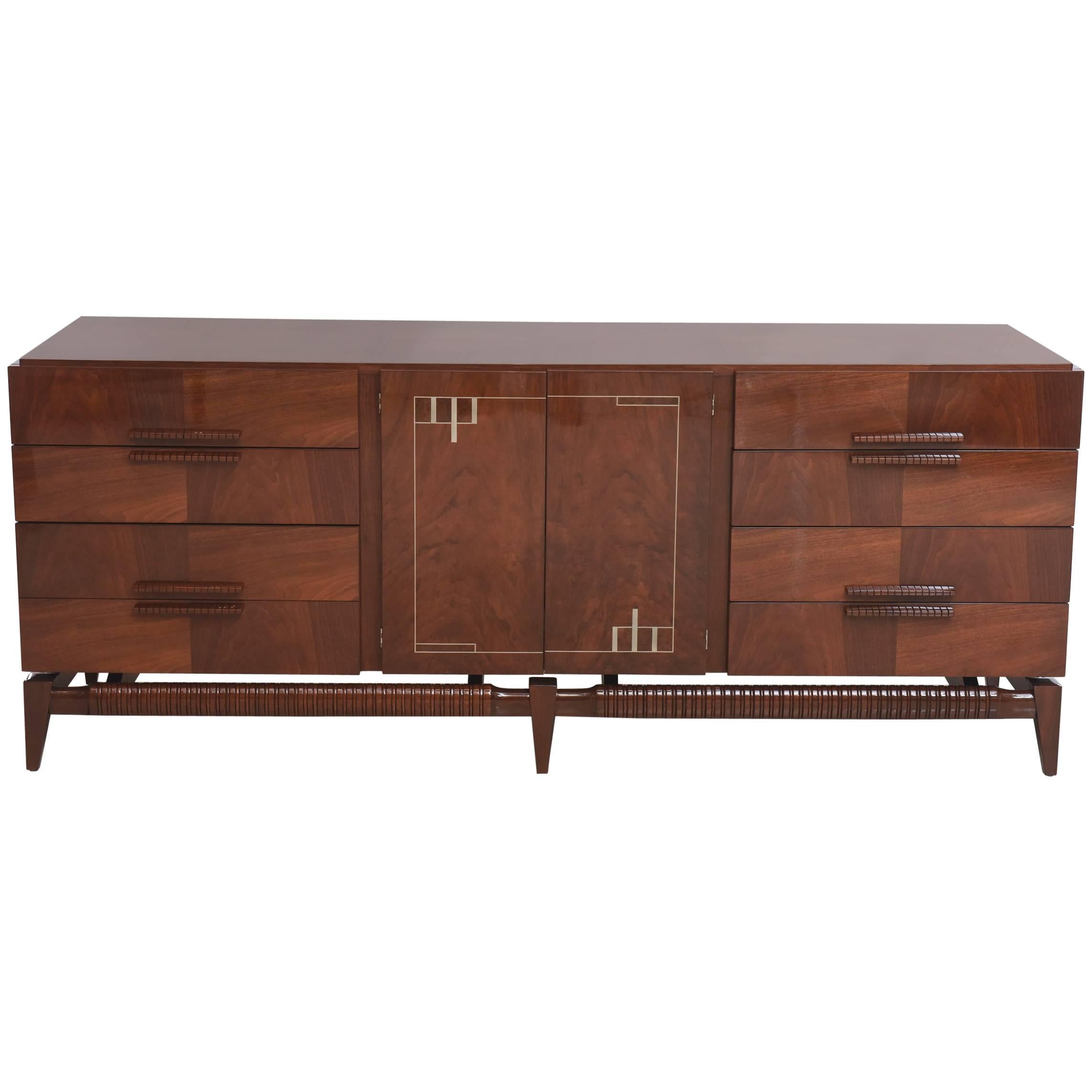 Georg Kofoed Danish Modern Rosewood and Silver Inlaid Sideboard, 1950s