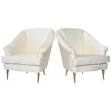 Pair of Italian Modern Club Chairs Made by Isa, Attributed to Gio Ponti, 1950s