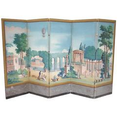 French Directoire Period Painted Wallpaper, End of the 18th Century 1
