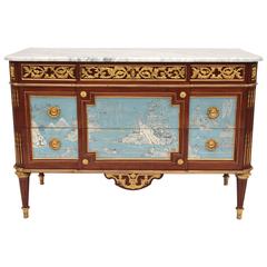 Unusual Louis XVI Blue Lacquer Commode, 1920 Period 8