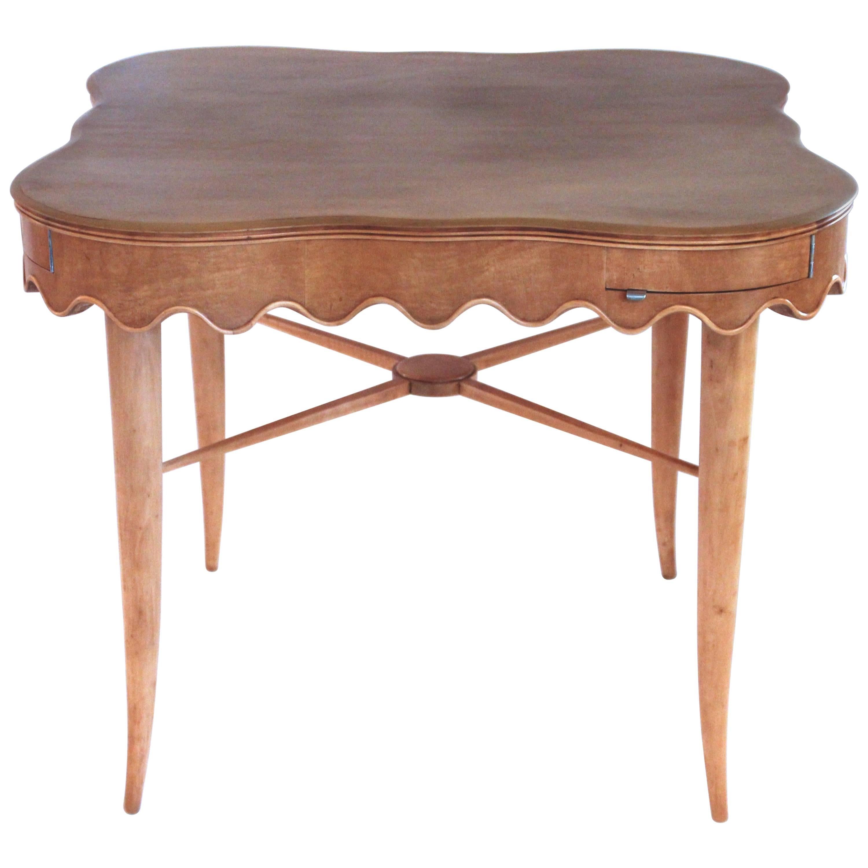 Paolo Buffa Bridge Table in Sycamore, circa 1940, Italy