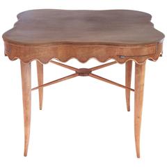 Paolo Buffa Bridge Table in Sycamore, circa 1940, Italy