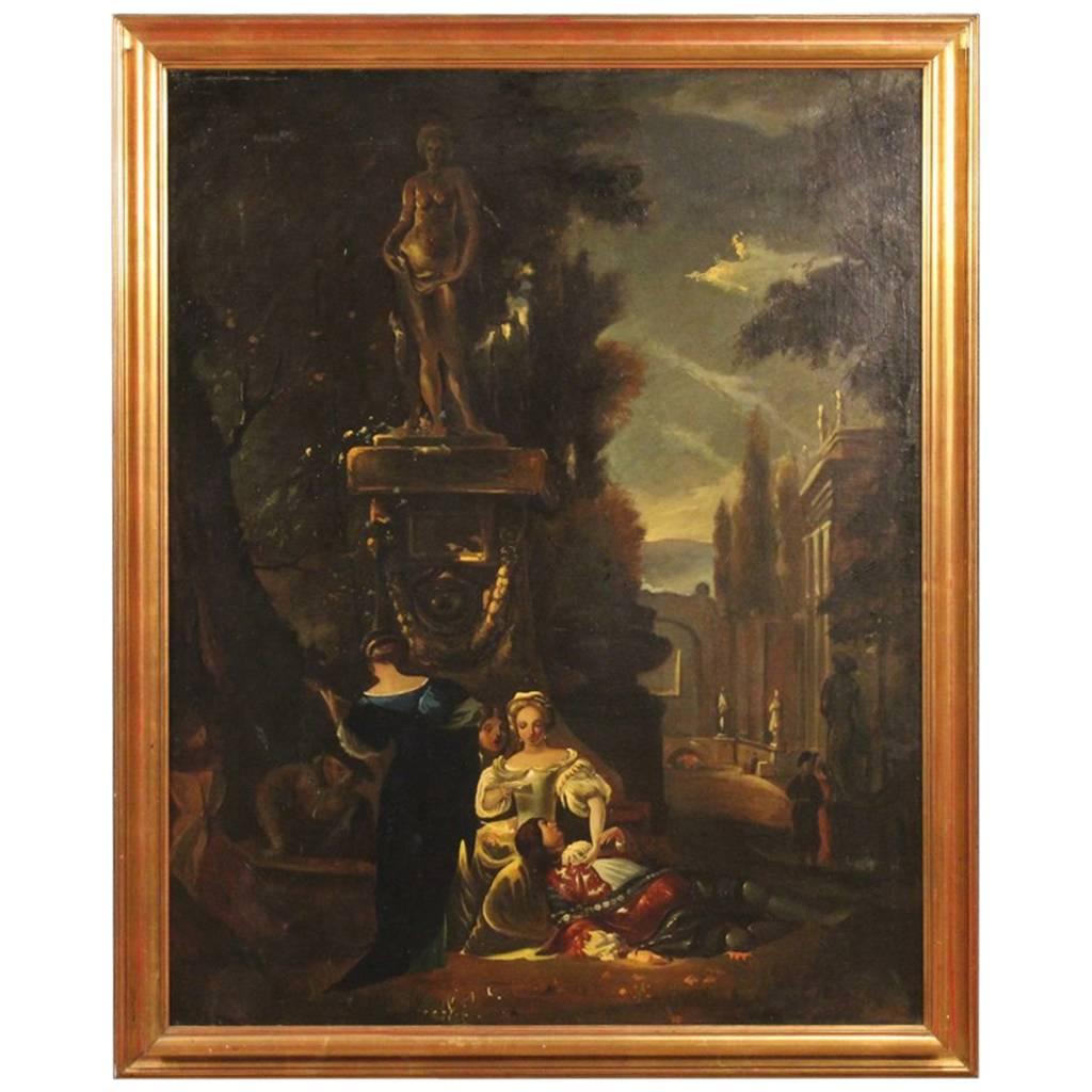 19th Century Antique French Romantic Scene Painting
