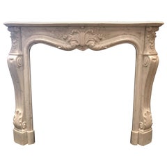 Richly Carved Carrara Marble 19th Century French Fireplace