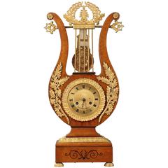 19th Century Charles X Lyre-Shaped Mantel Clock