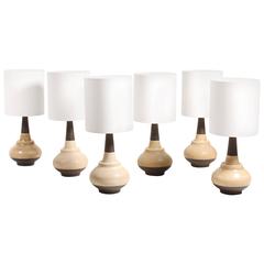 Set of Six Hand-Thrown Ceramic Table Lamps 12