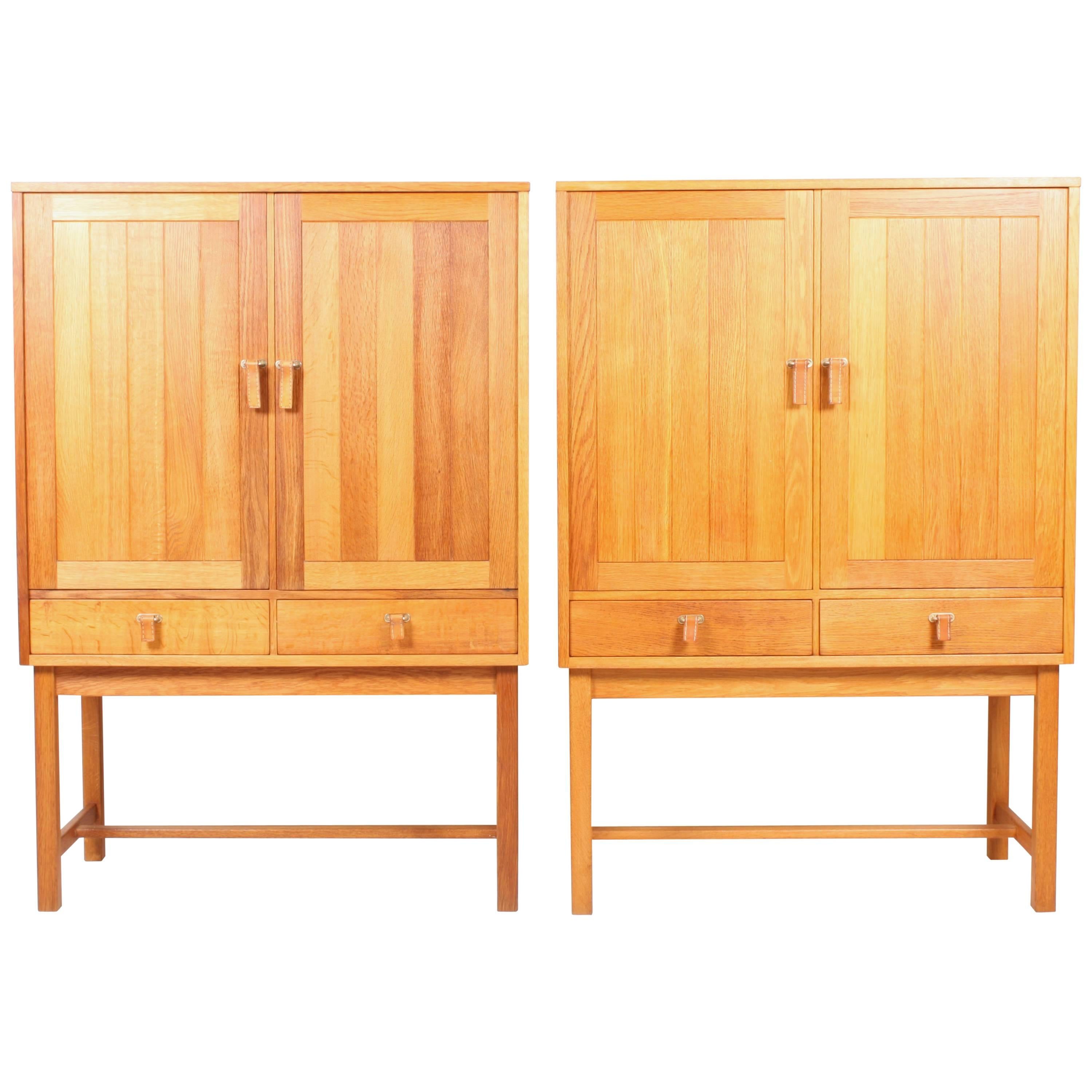 Pair of Solid Oak Cabinets by Kurt Ostervig