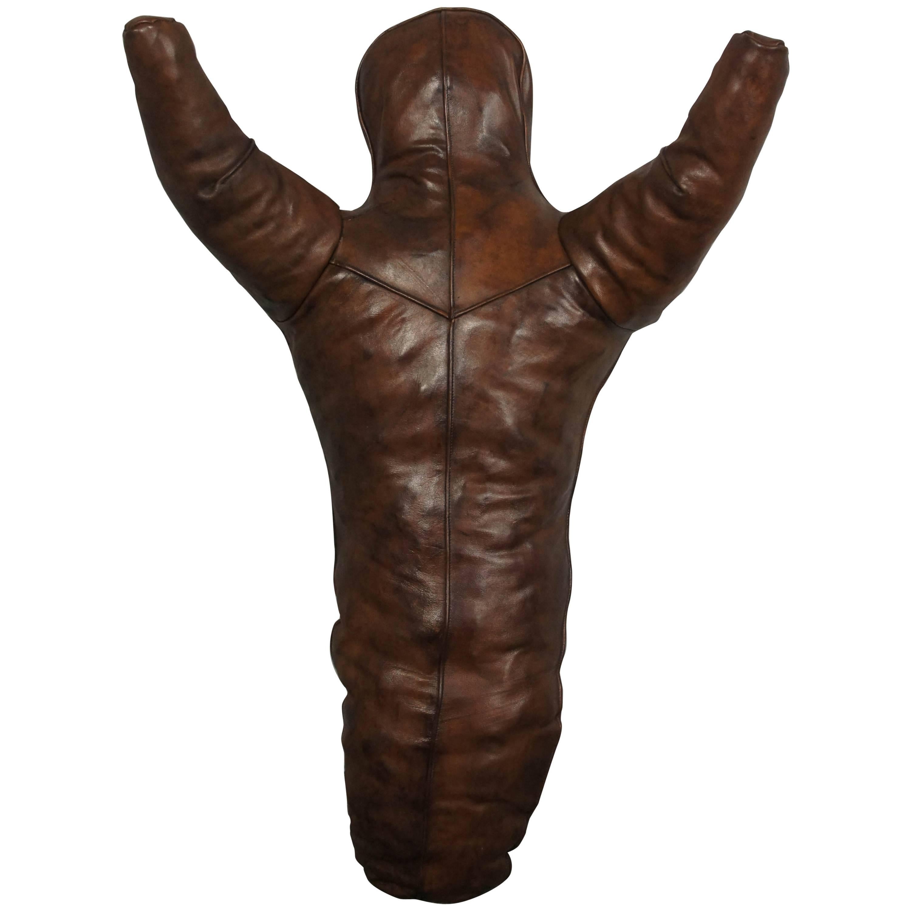 Vintage Leather Gym Boxing Wrestling Dummy Mannequin, 1930s