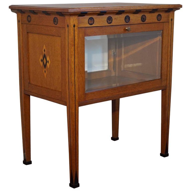 Important & Unique Arts and Crafts Display / Drinks Cabinet by Napoleon Le Grand For Sale