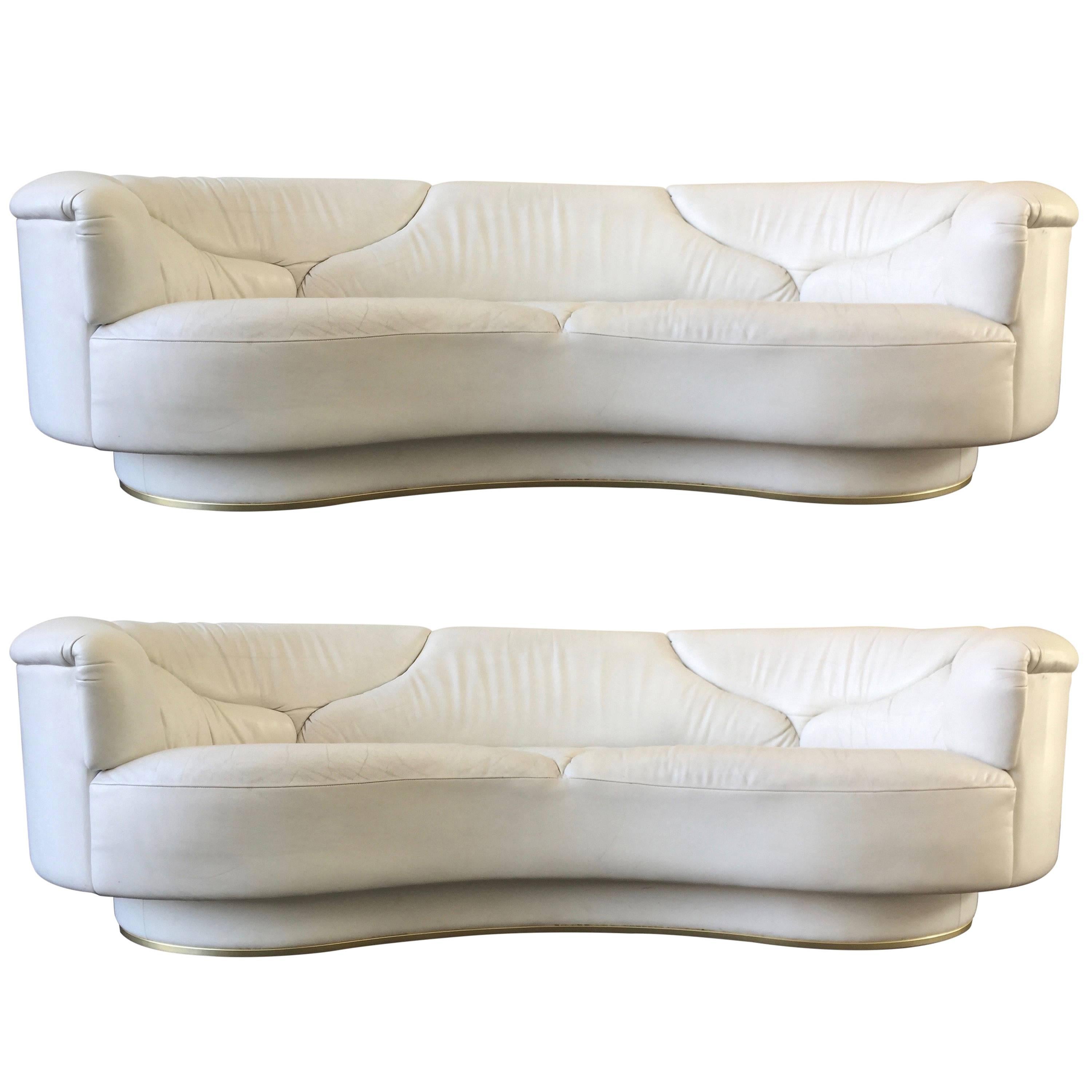 High Quality Sofas in White Leather, De Sede, Milo Baughman