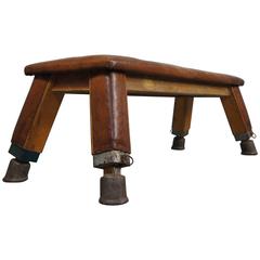 Mid-Century Vintage Leather Gym Bench