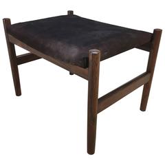 Danish Modern Rosewood and Suede Ottoman by Spottrup, Denmark