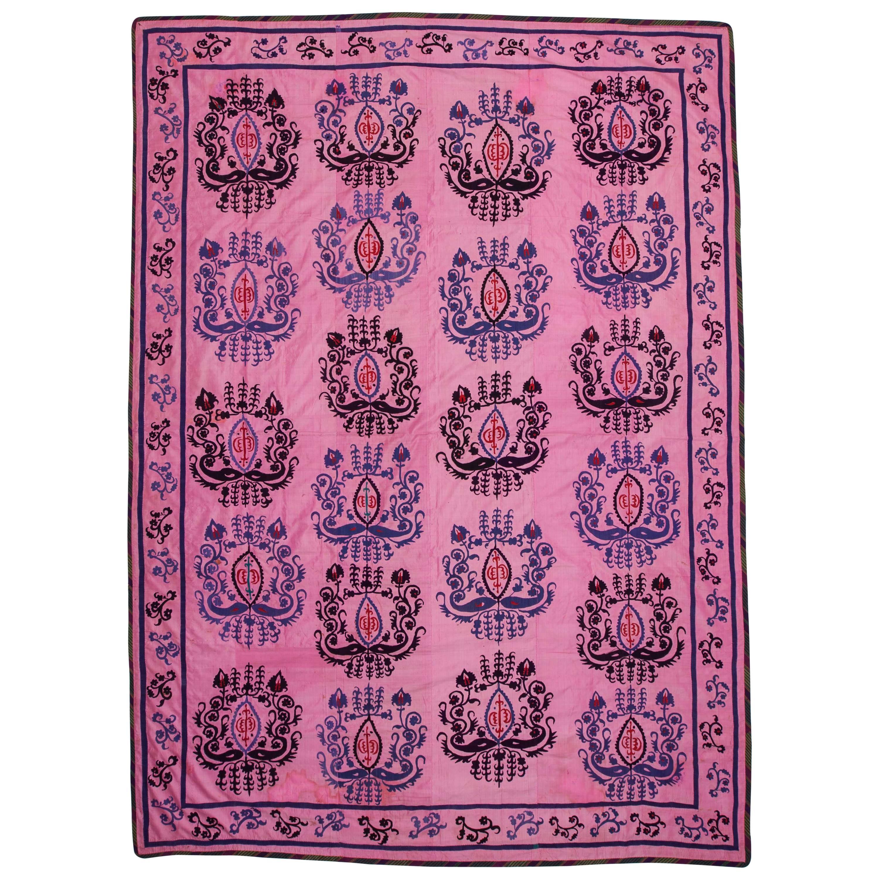 Early 20th Century Samarkand Silk Suzani For Sale