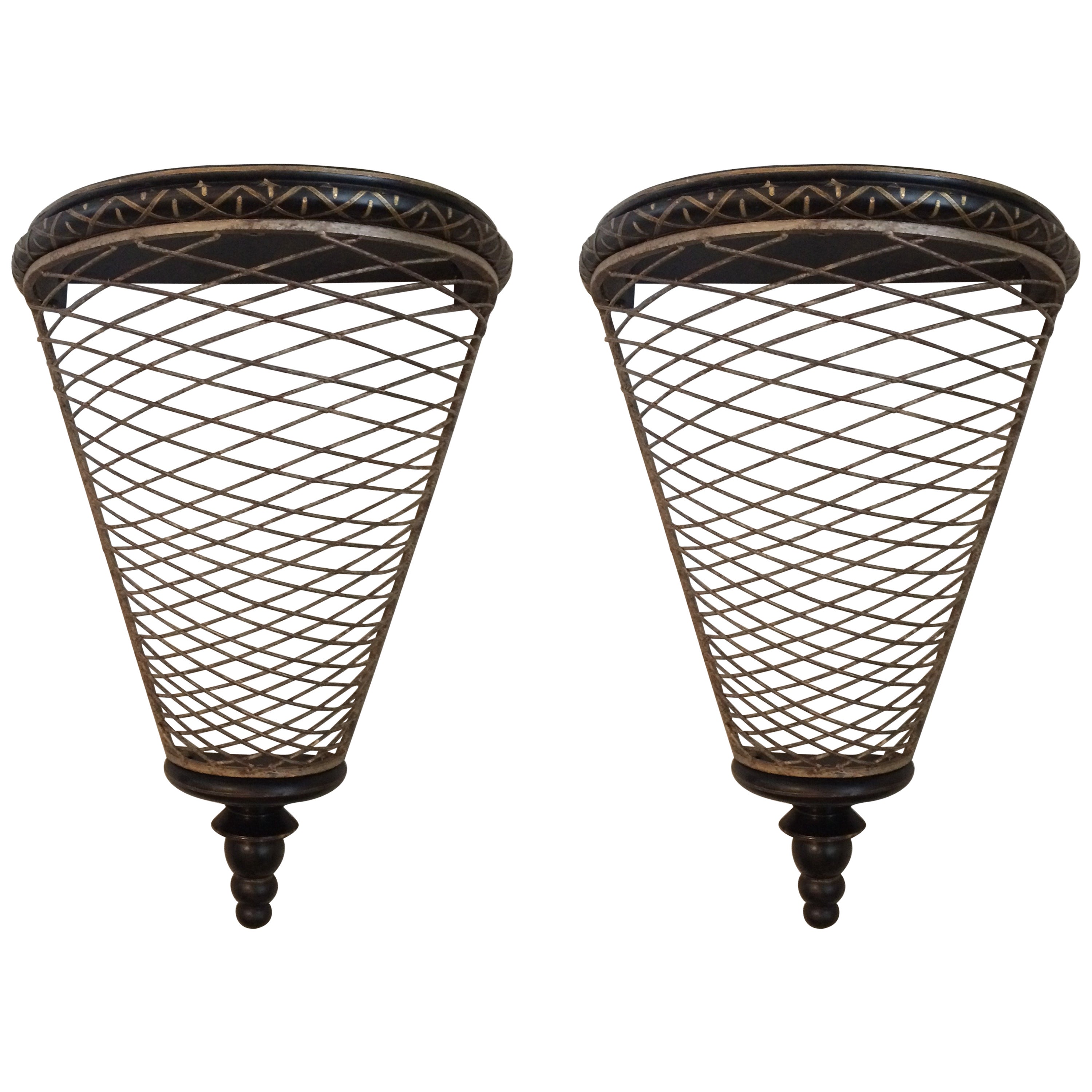 Pair of Large Wood Carved Wall Brackets at 1stDibs