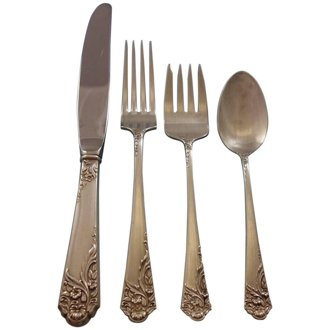 Ecstasy by Amston Sterling Silver Flatware Set for 8 Service Luncheon 37 Pieces For Sale