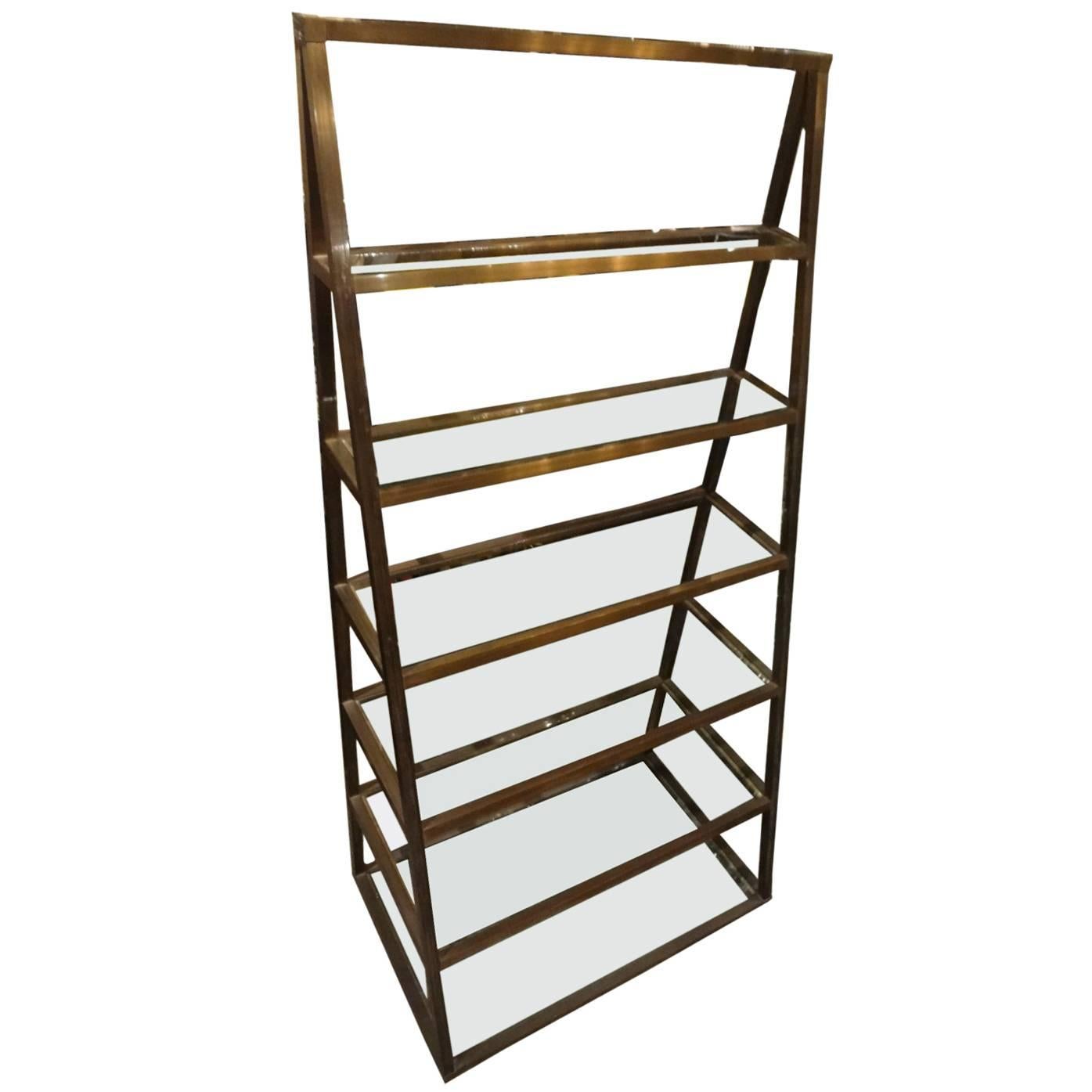 Early 20th Century Brass Shelving Unit